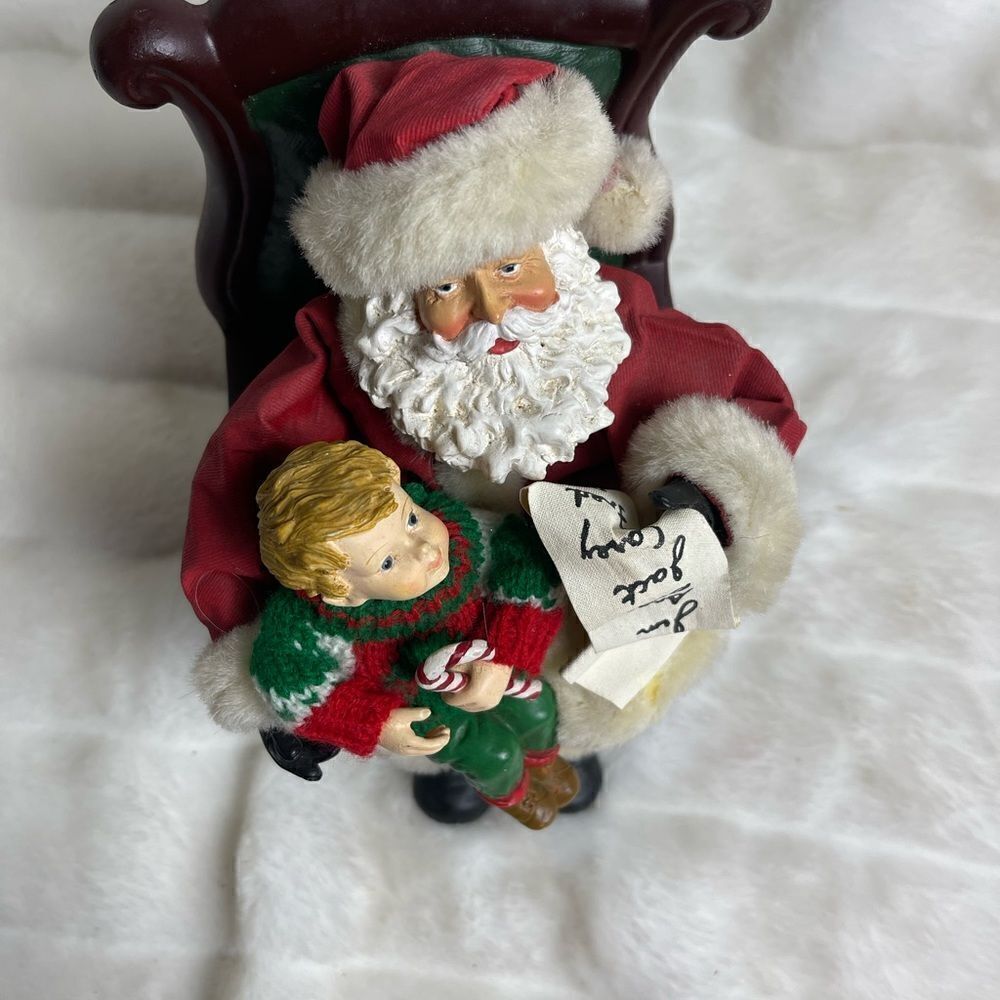 Kirkland Signature Santa & boy Ceramic figurines with paper marché costume - Picture 9 of 11